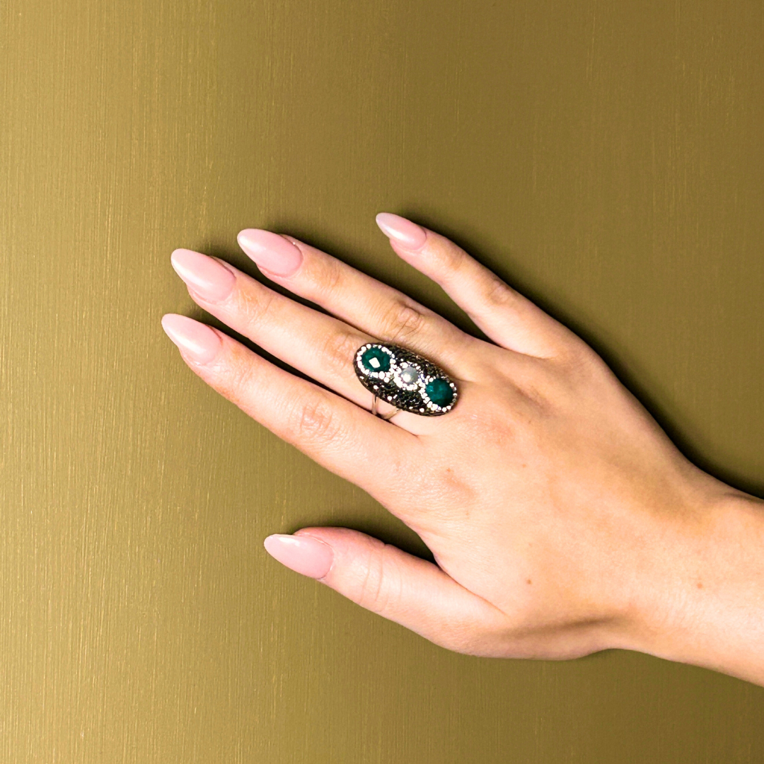 PEARL handmade gemstone and crystal ring