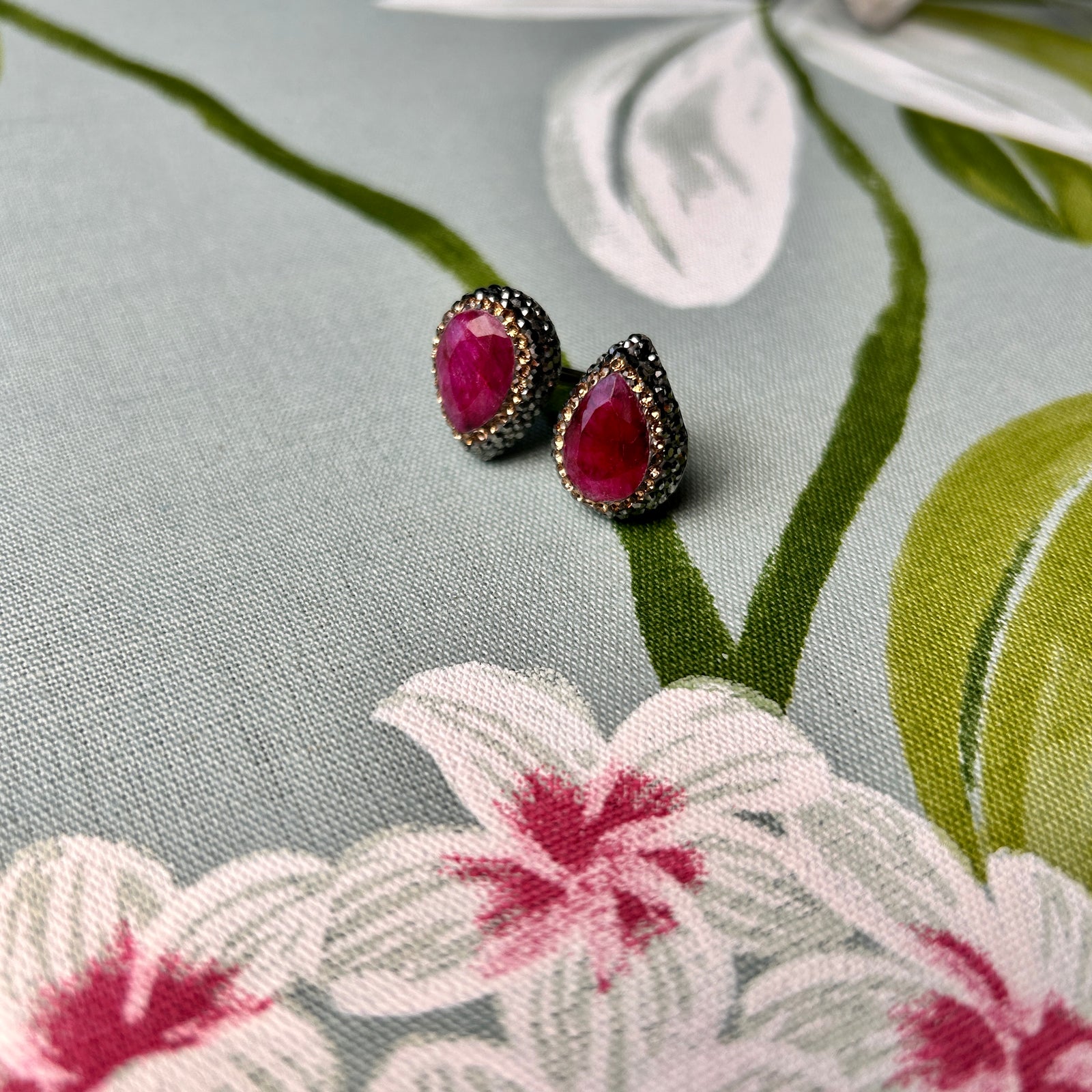 Double gemstone & crystal ring 'LUELLA'