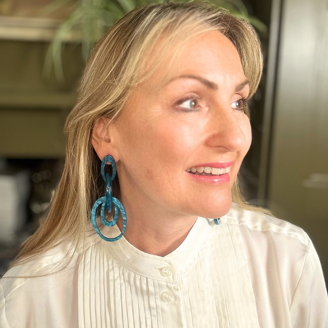 RACHEL resin multi-hoop drop earrings