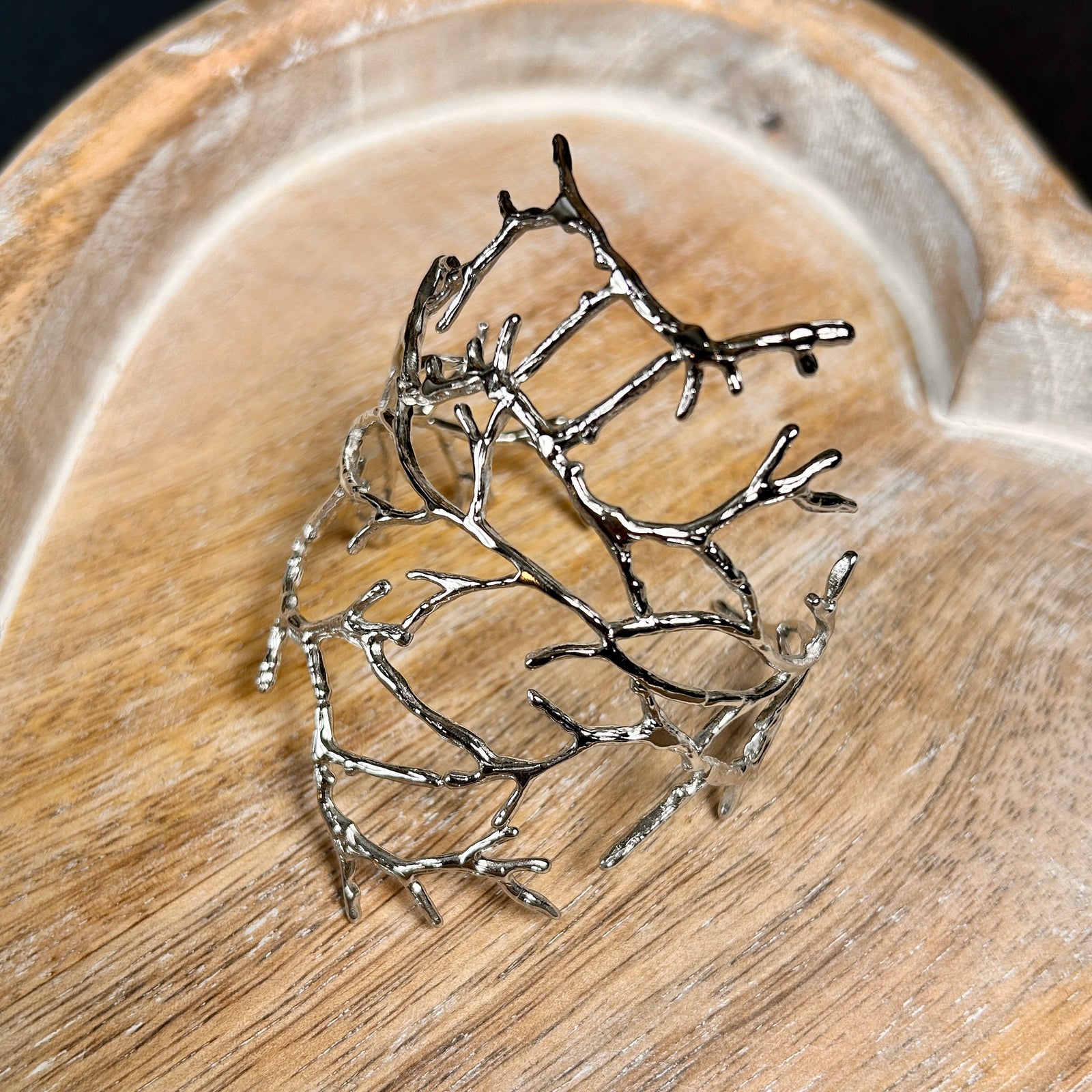 Metal twig effect adjustable cuff bracelet 'WINTER'