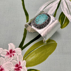 Handmade brass and gemstone cuff bracelet 'MARGUERITE'