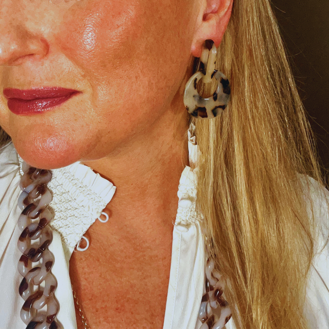 TESS resin circle drop earrings