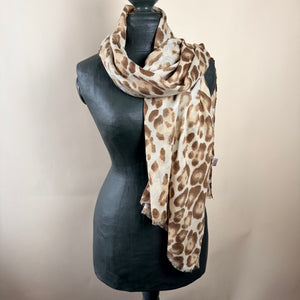 Leopard print cotton blend scarf 'SALCOMBE'