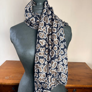 Leopard print & gold flake cotton scarf 'WHITSTABLE'