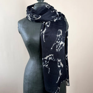 Horse print cotton blend scarf  'LAVENHAM'