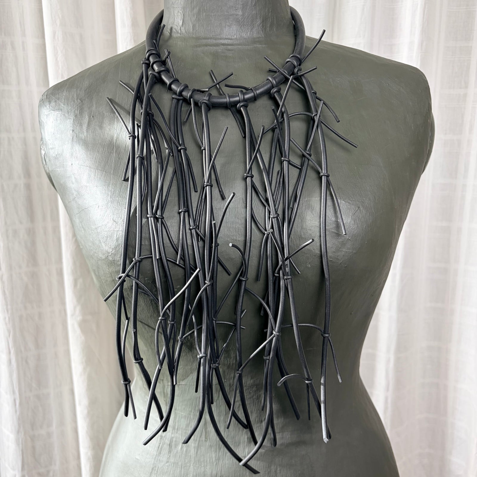 Victoria - rubber fringe choker statement necklace