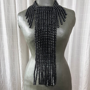 Constance - large wooden beaded bib statement necklace