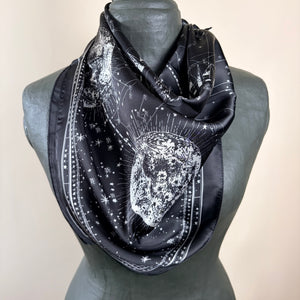 Square silky scarf with celestial design 'CHILHAM'