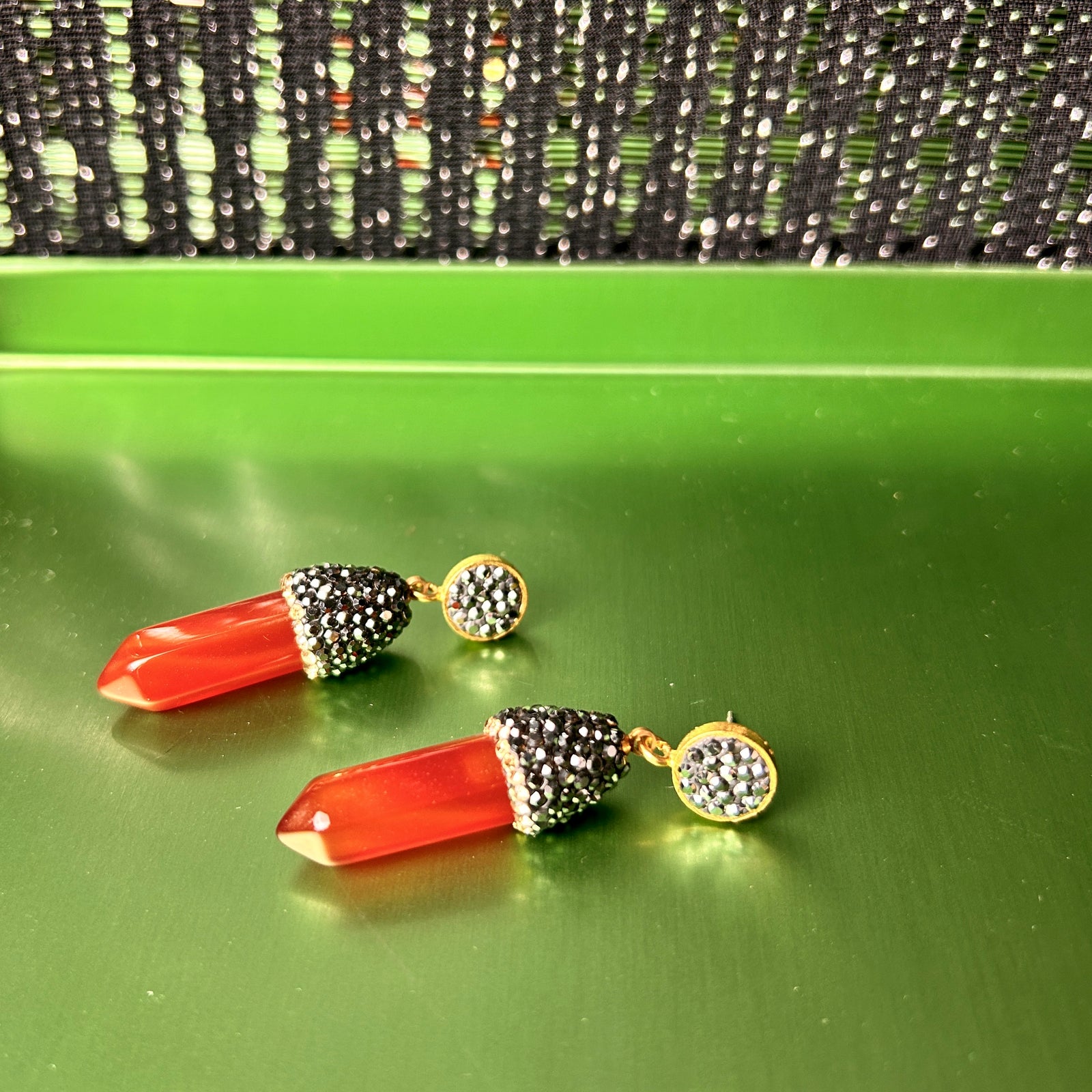 Crystal and gemstone pendant drop earrings 'THOMASINA'