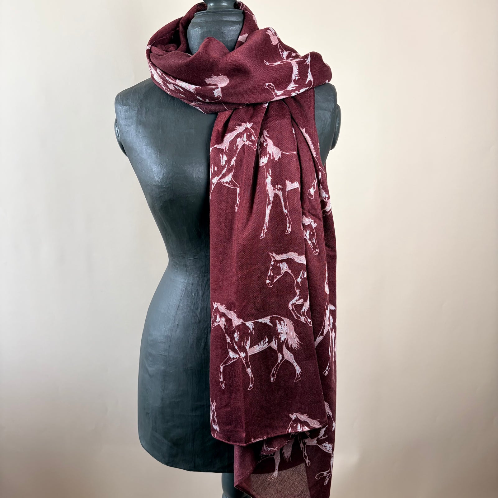 Horse print cotton blend scarf 'LAVENHAM'