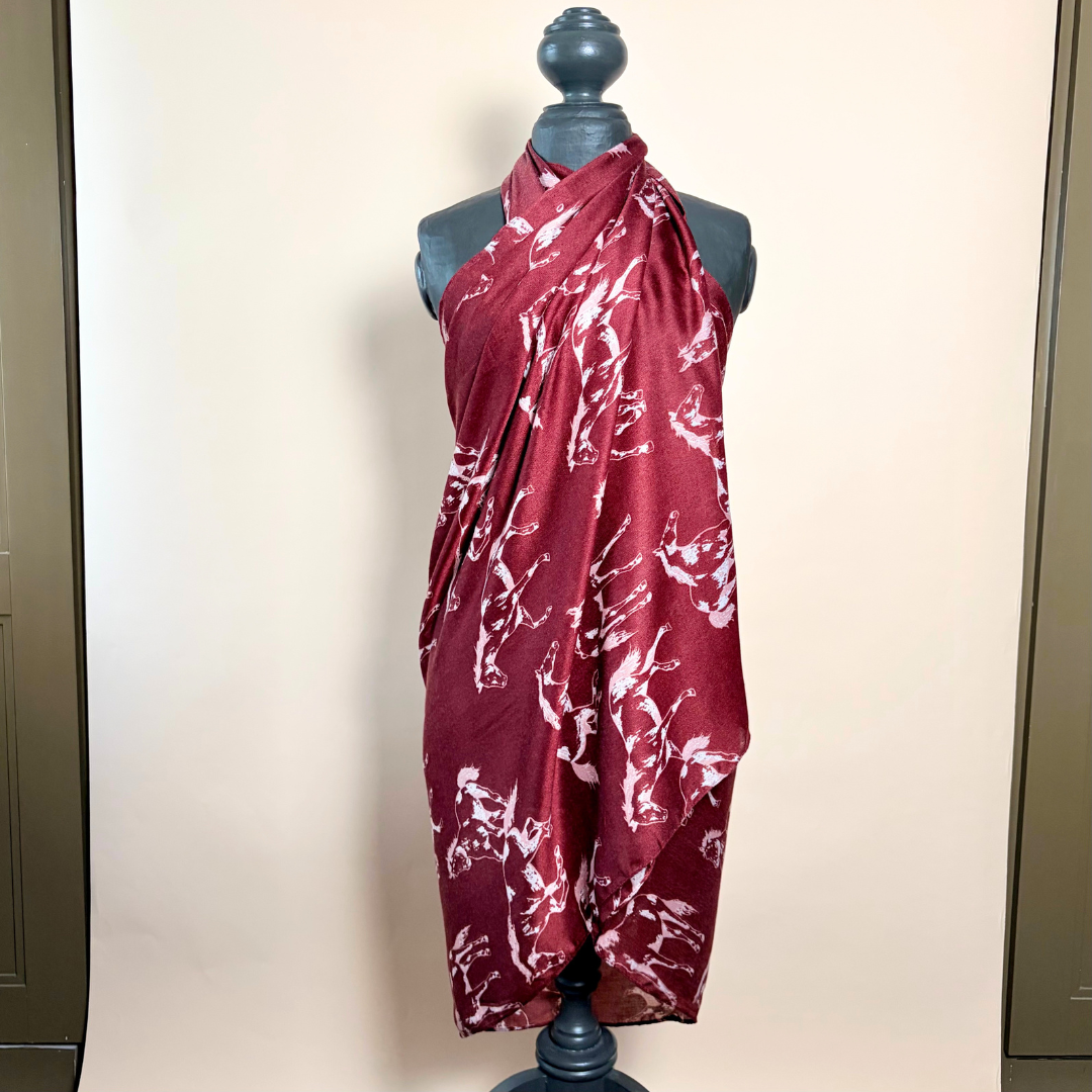 Lavenham - lightweight long scarf/sarong with horse design