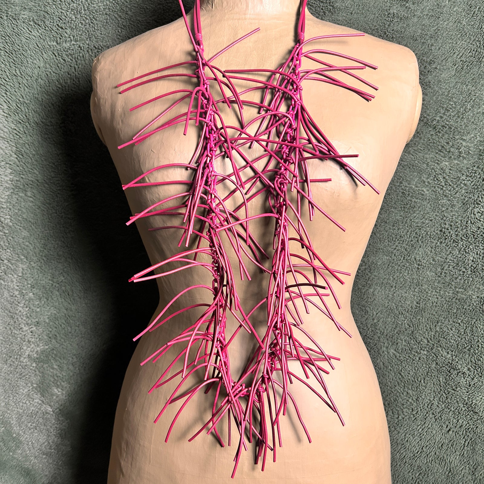 Rosie - long rubber fringe statement necklace