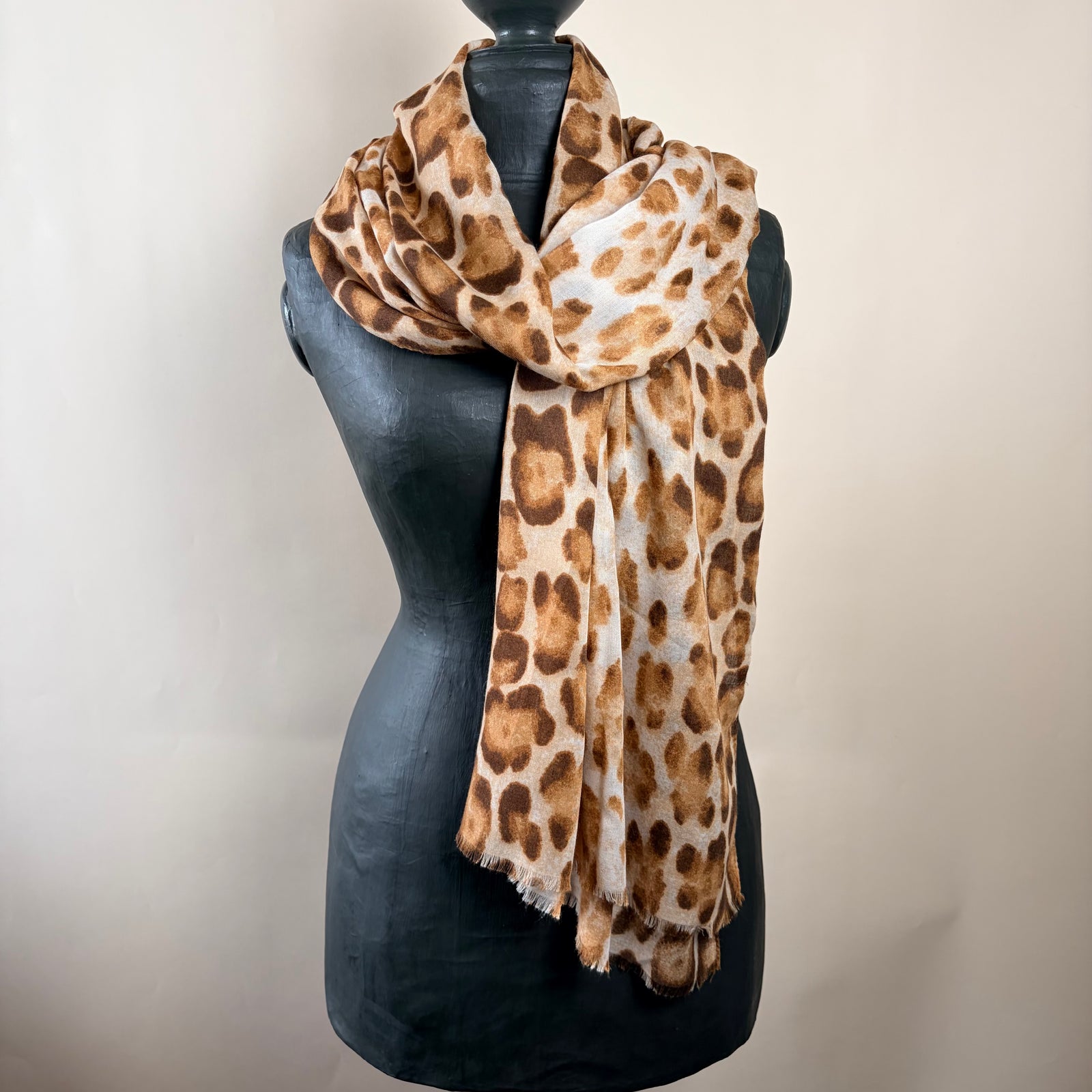 Leopard print cotton blend scarf 'SALCOMBE'
