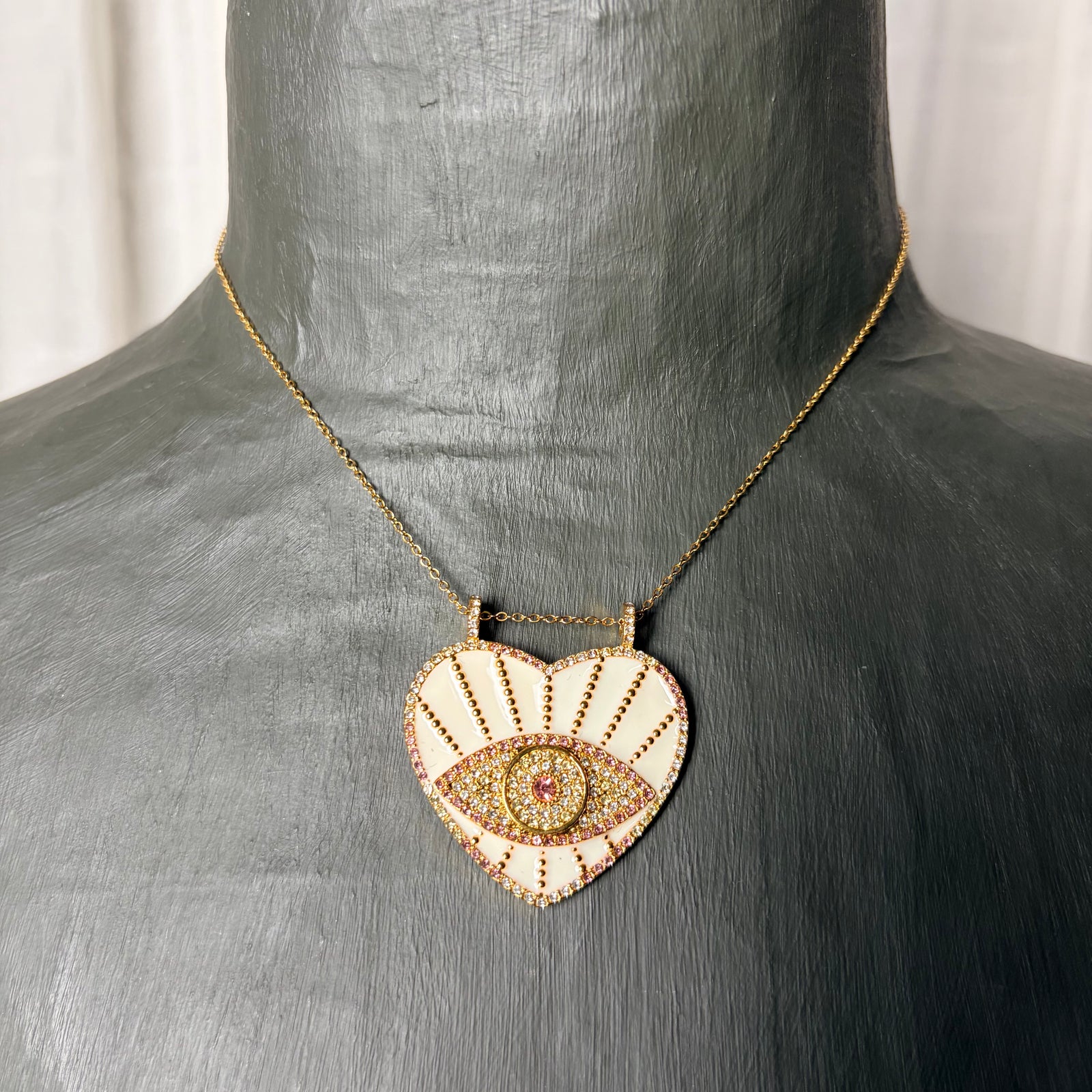 Megan - enamel eye heart pendant necklace