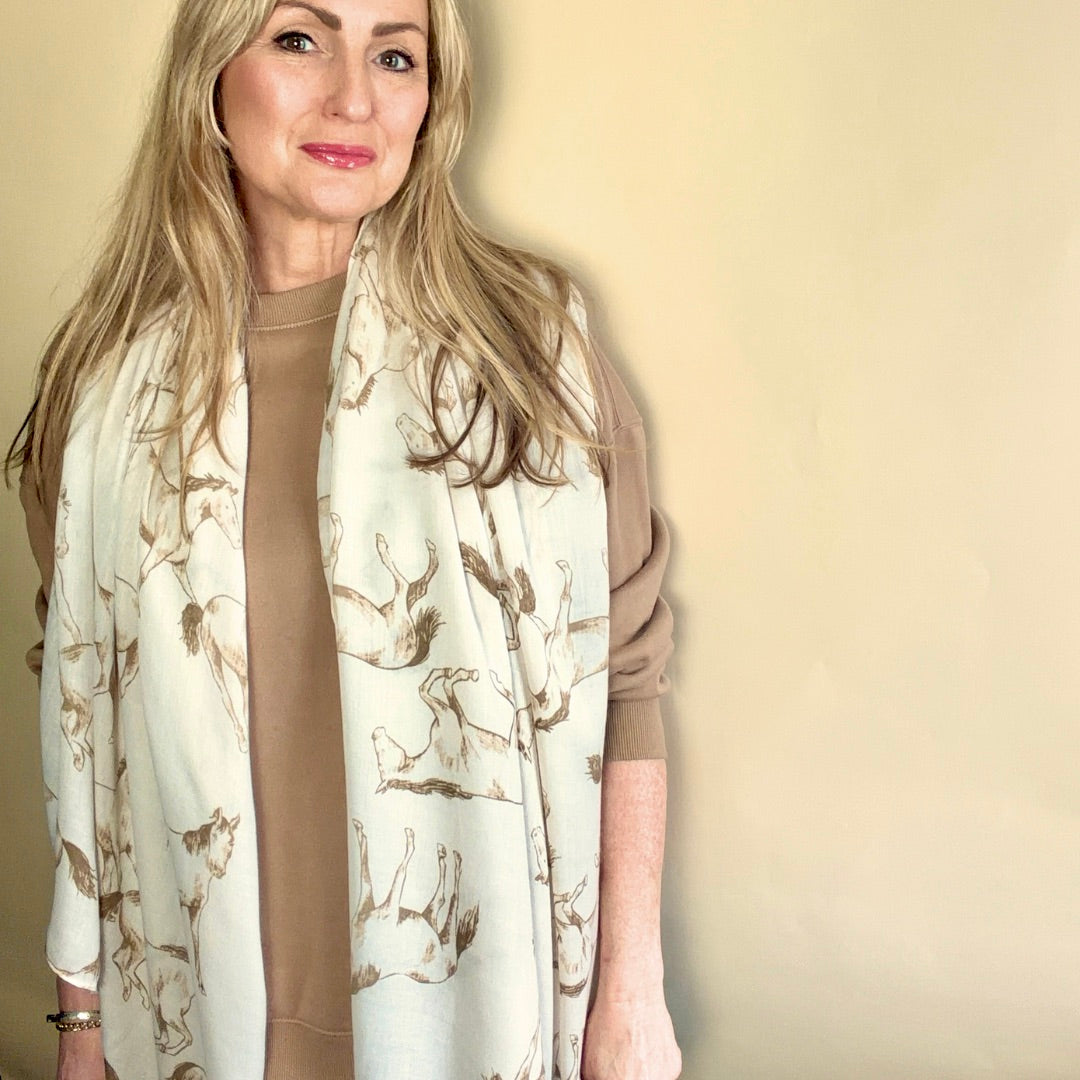 Lavenham - lightweight long scarf/sarong with horse design