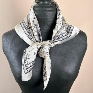Square silky scarf with celestial design 'CHILHAM'