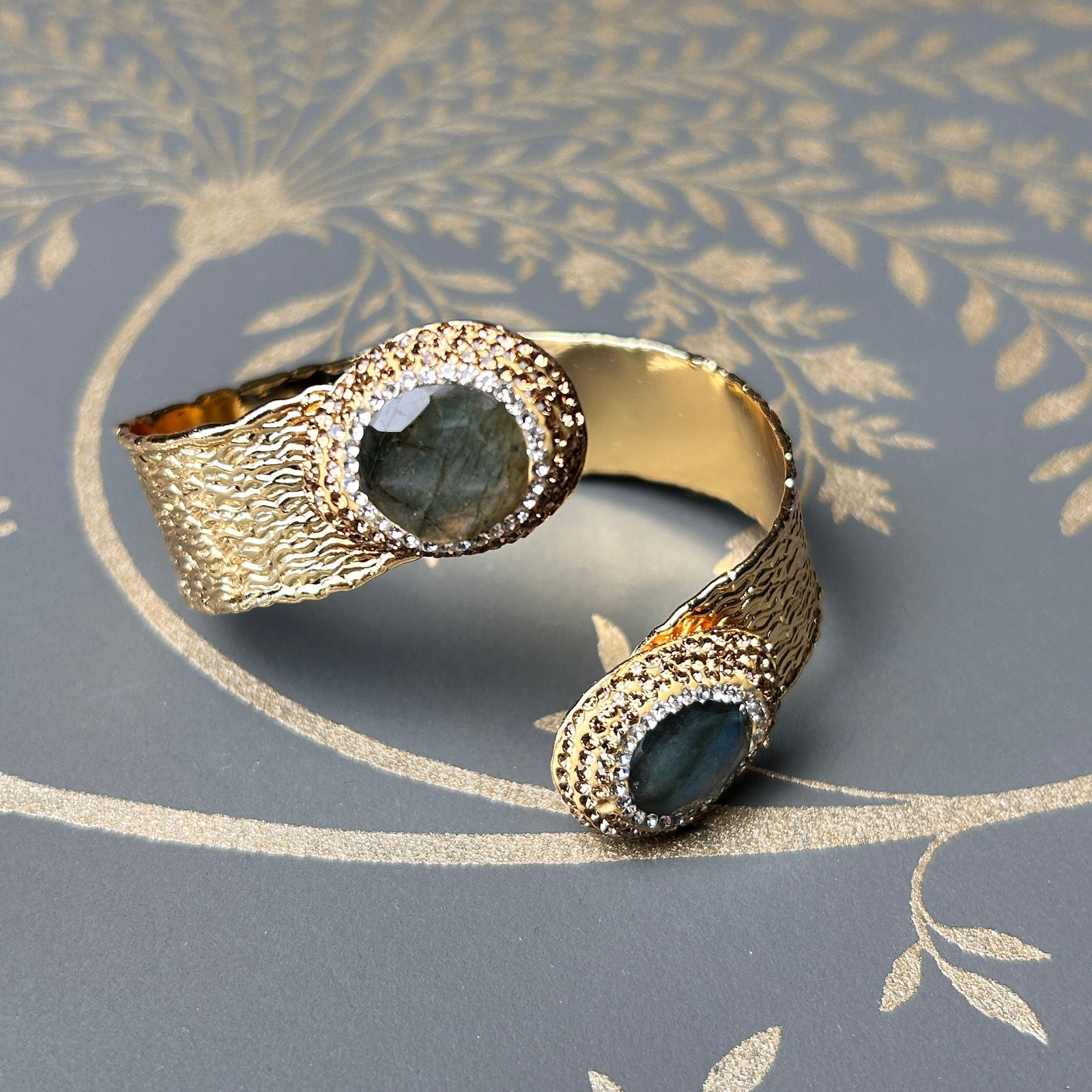 Handmade brass adjustable gemstone bracelet 'CHRISTINE'