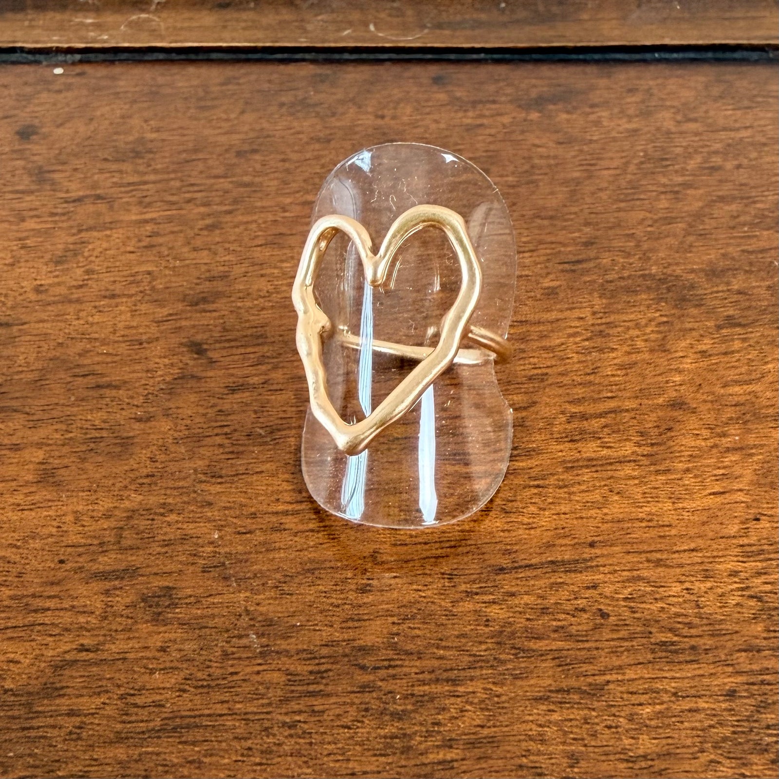 Elowen - irregular metal open heart shaped ring