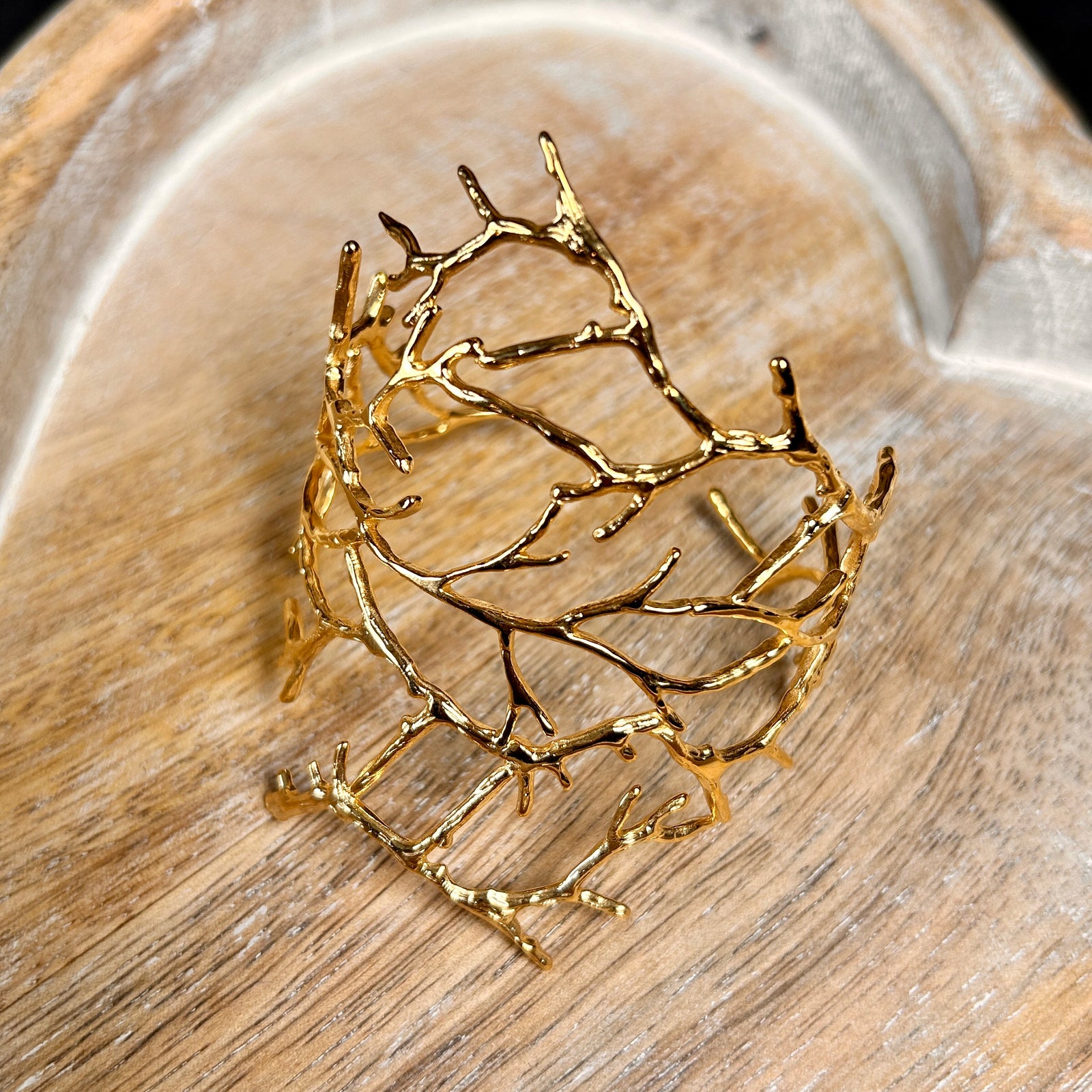 Metal twig effect adjustable cuff bracelet 'WINTER'