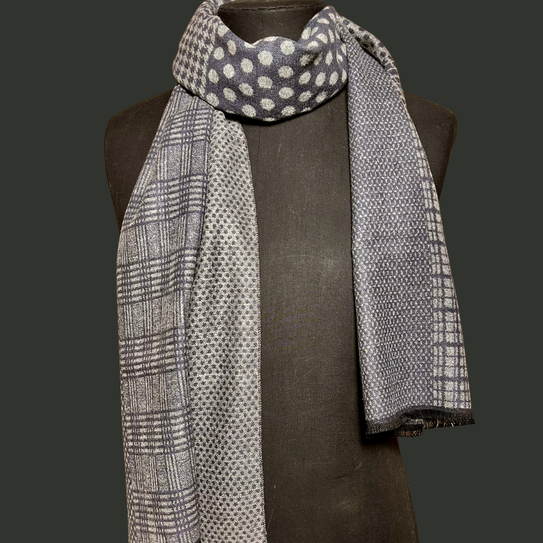 Dot and tartan print men's scarf 'MAYFAIR'