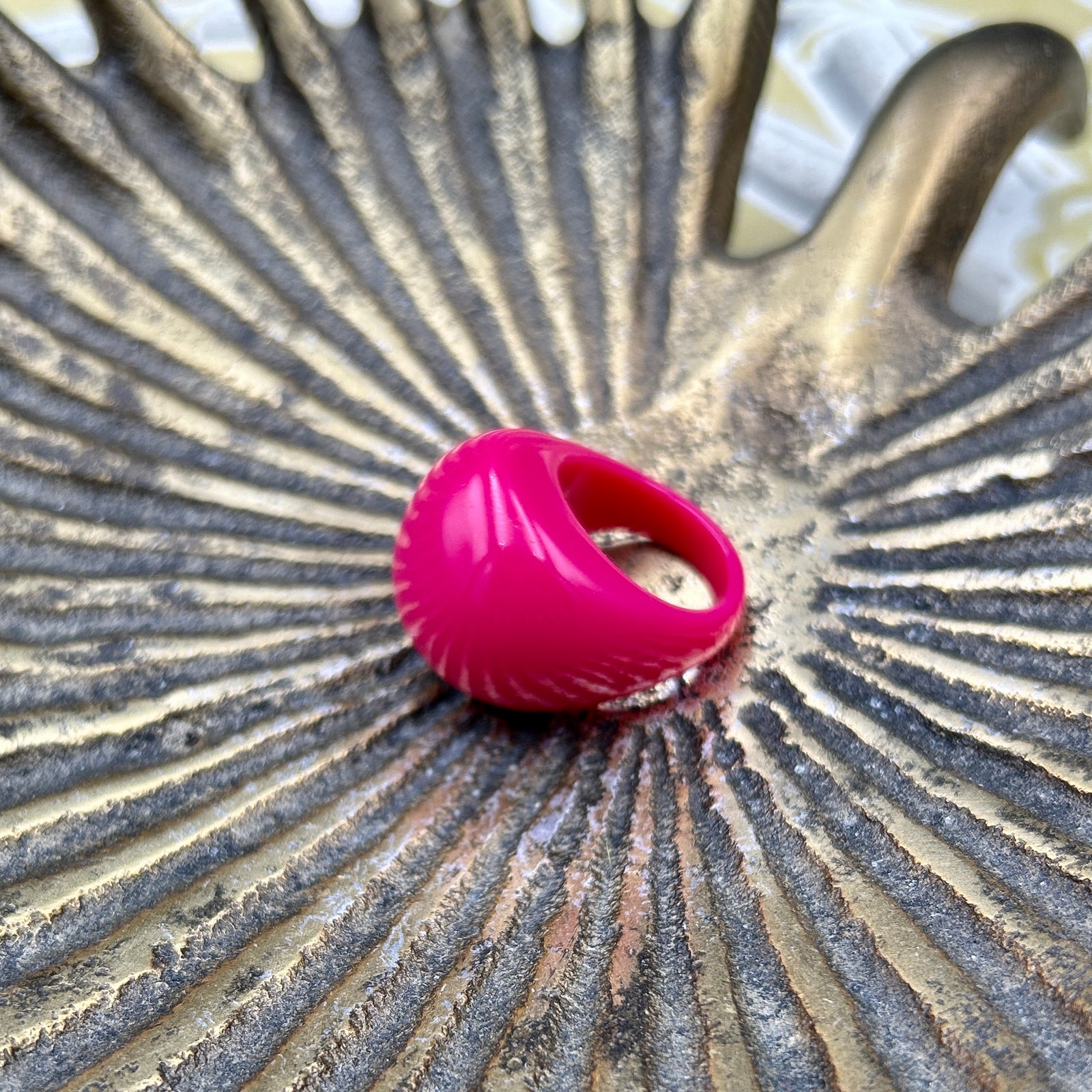 Poppy - dome shaped resin cocktail ring