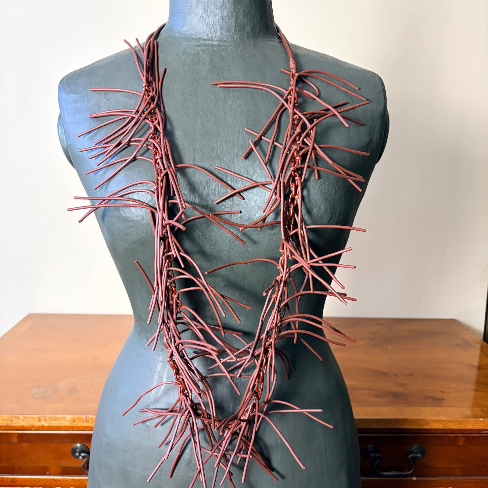 Long rubber fringe statement necklace 'ROSIE'