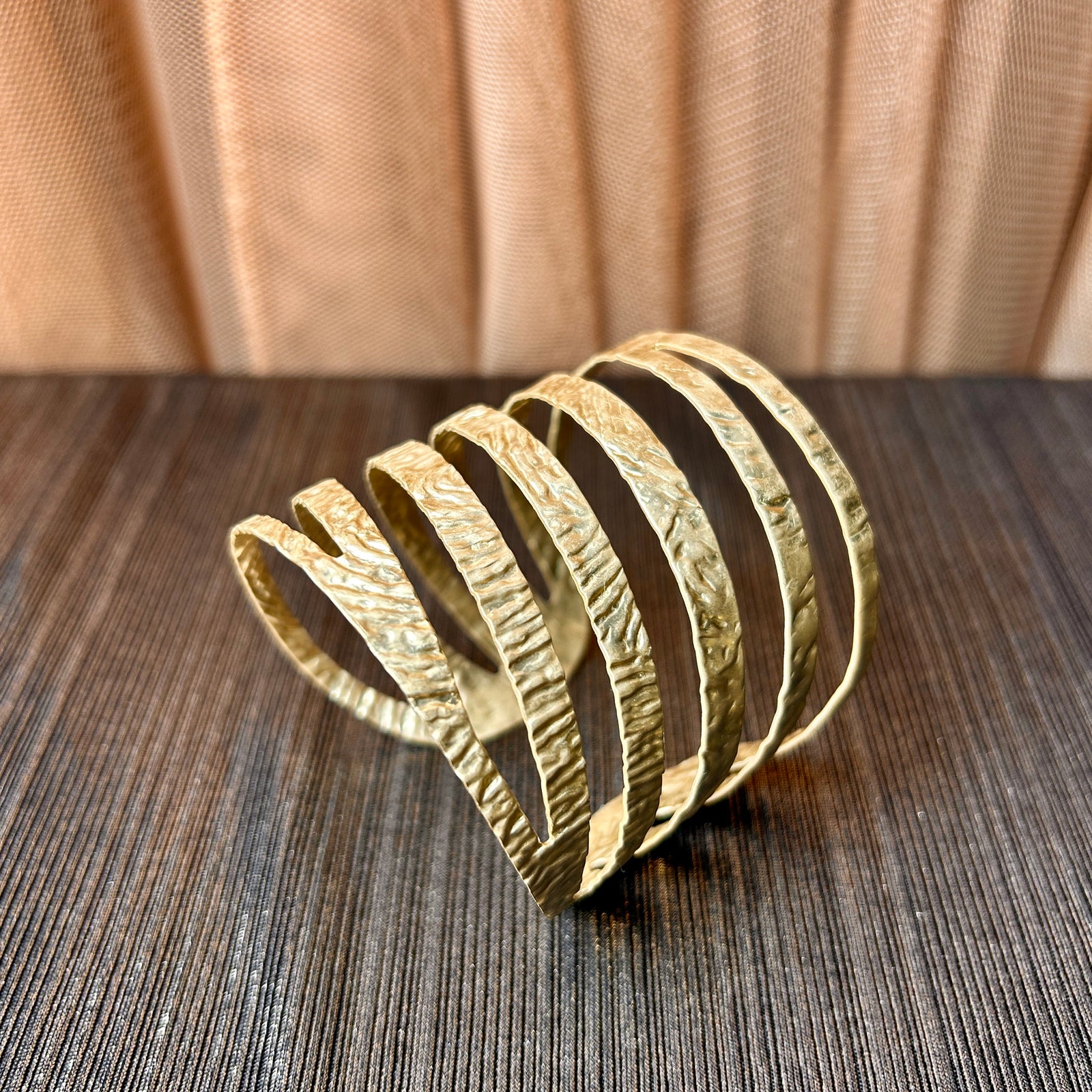 Ruby - striped metal bracelet cuff