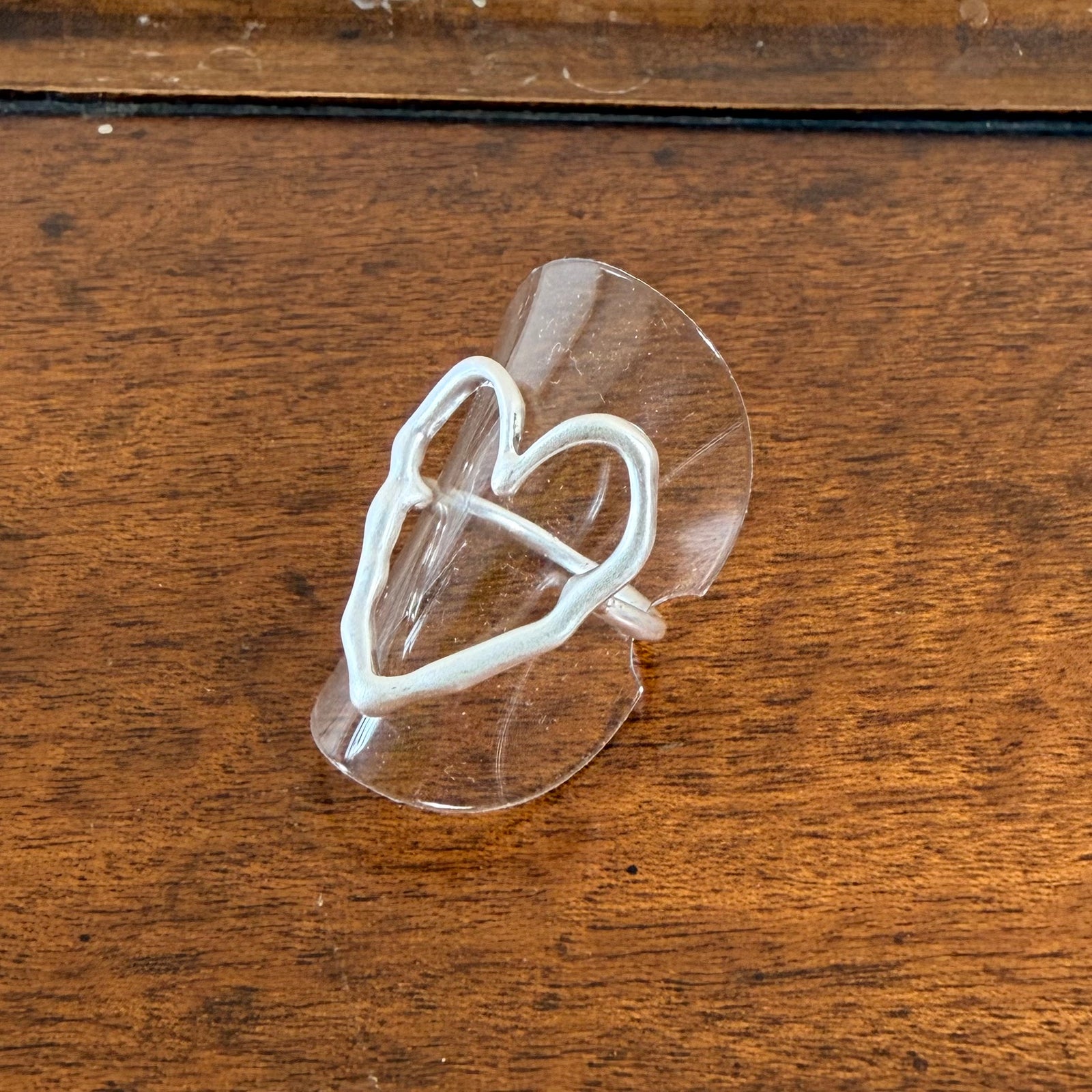 Elowen - irregular metal open heart shaped ring