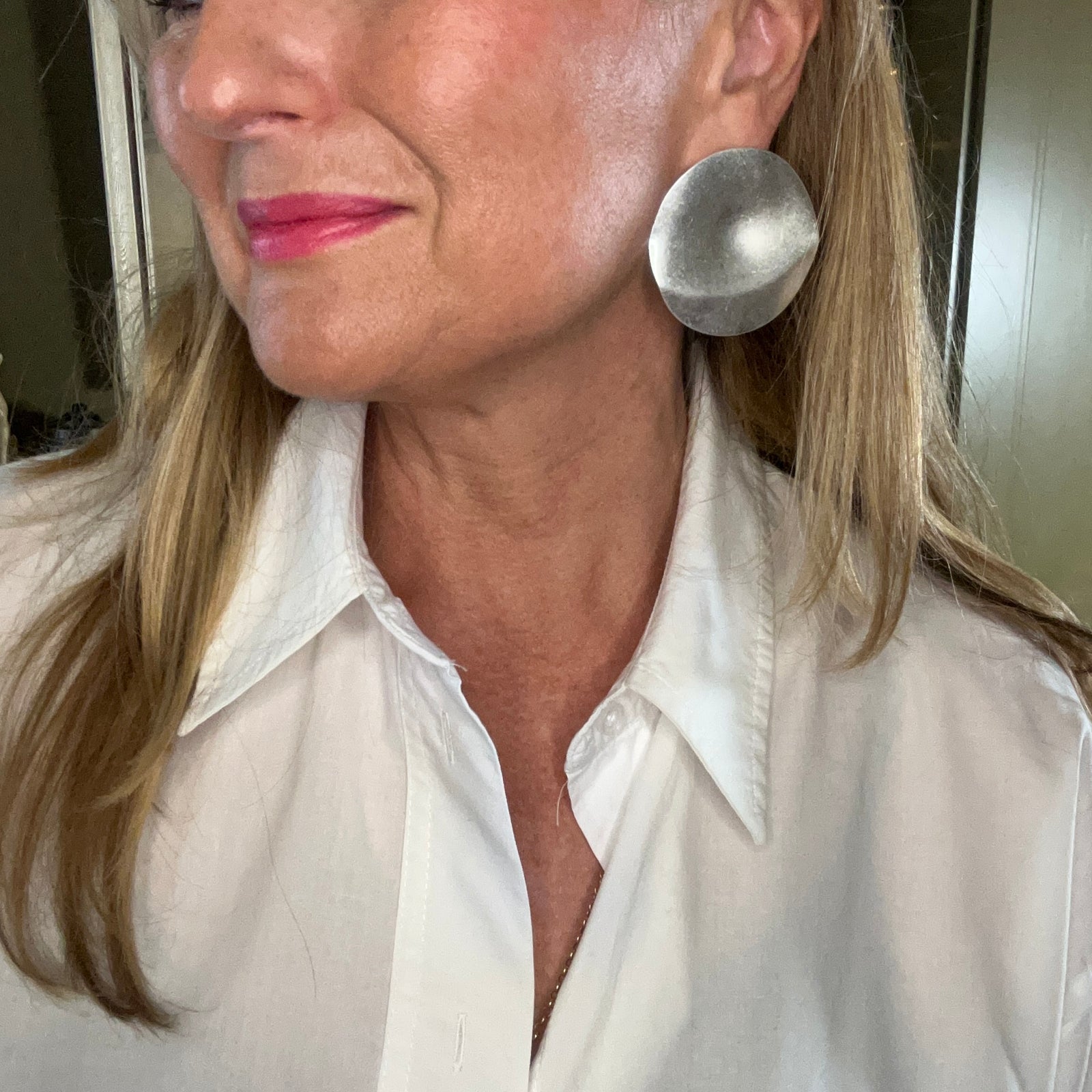 Alaia - large metal disc stud earrings