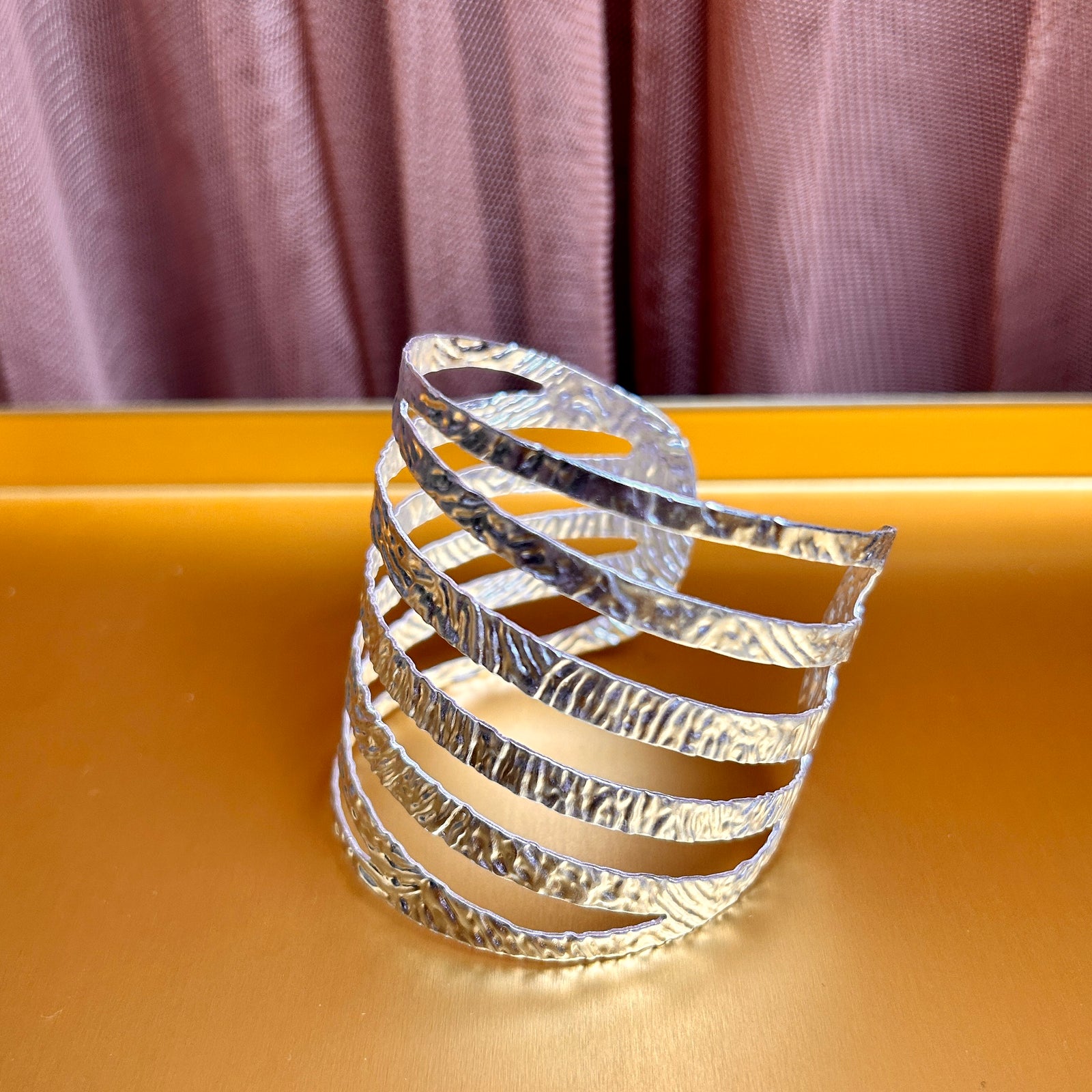 Ruby - striped metal cuff bracelet