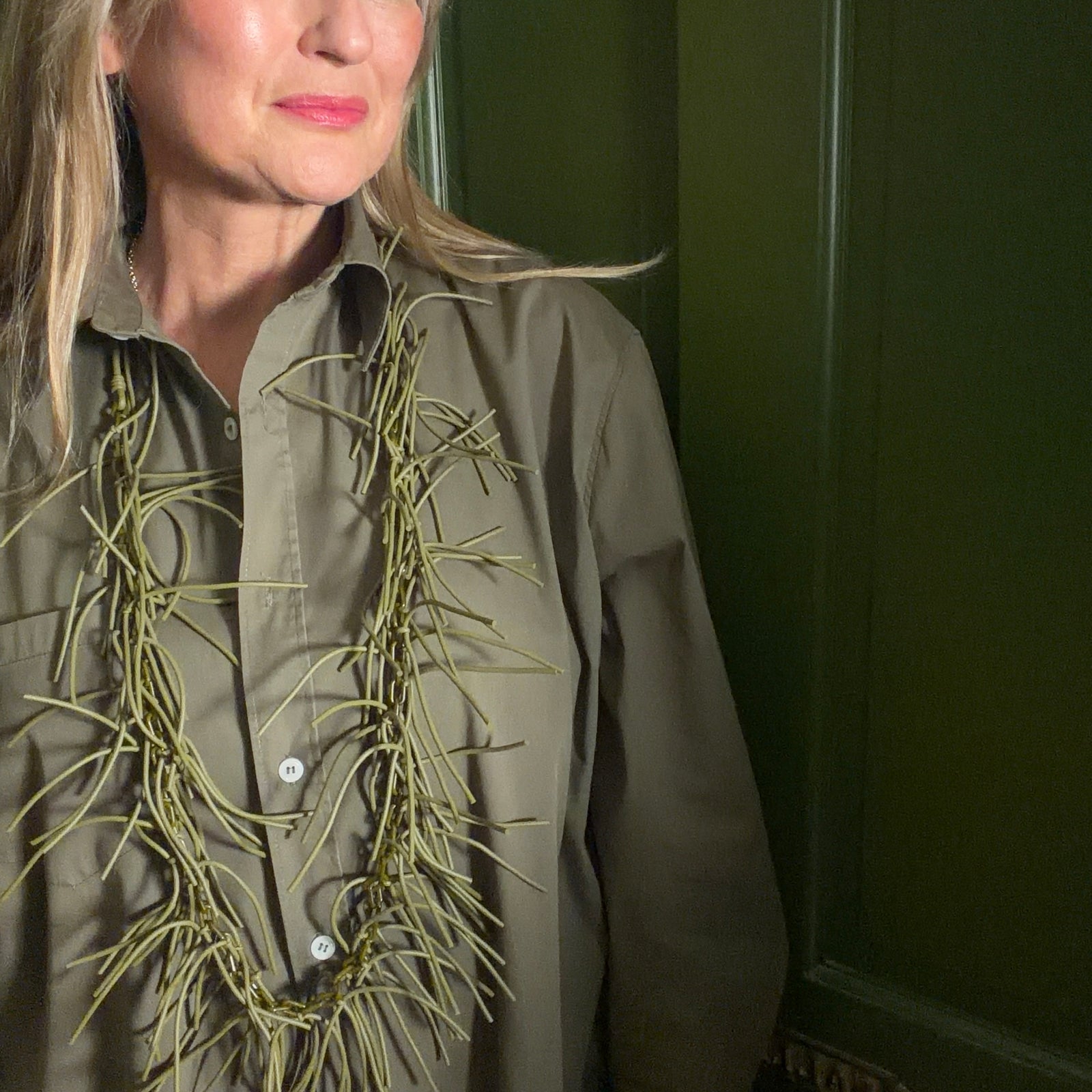 Rosie - long rubber fringe statement necklace