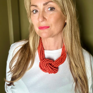 DOREEN knotted resin beaded choker necklace