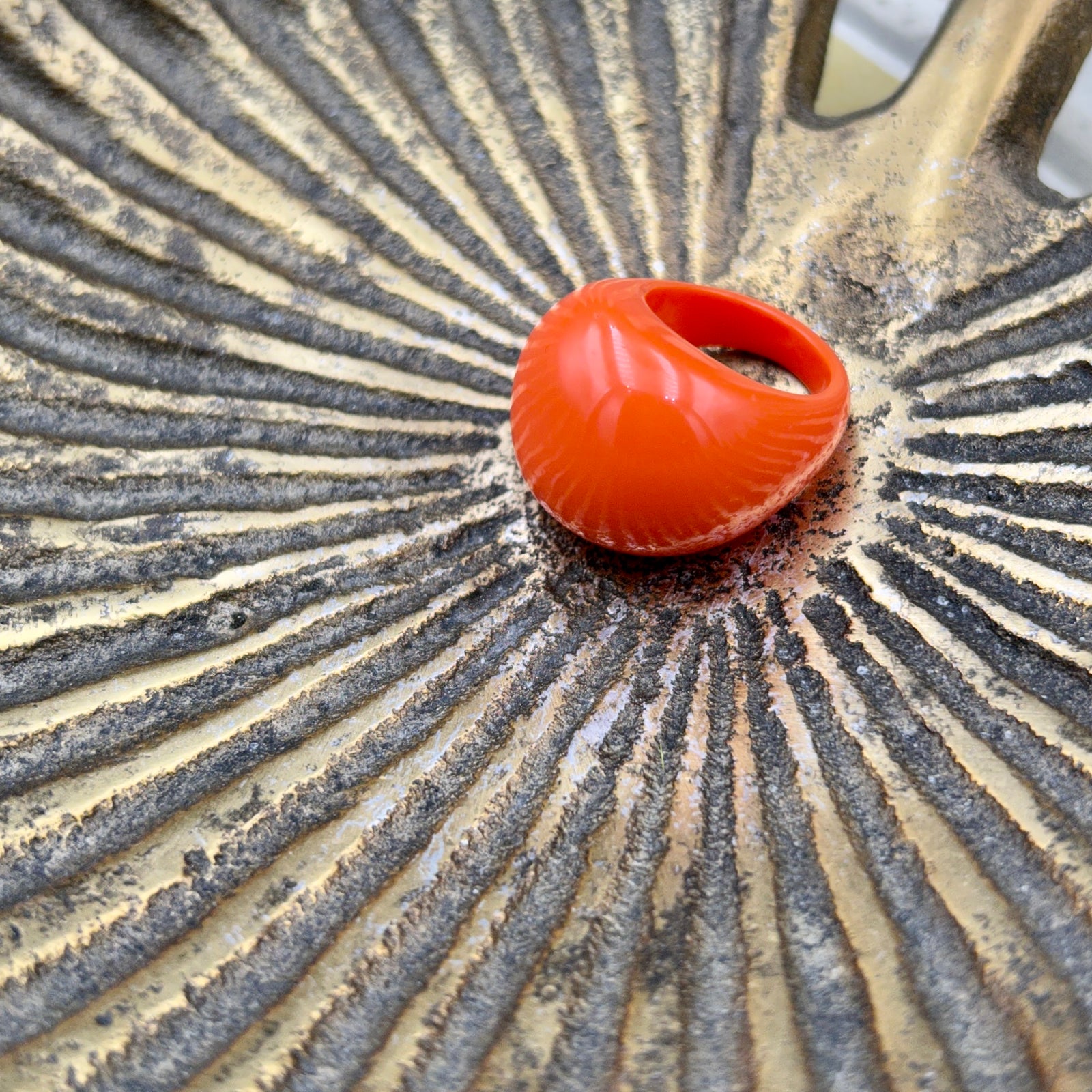 Poppy - dome shaped resin cocktail ring