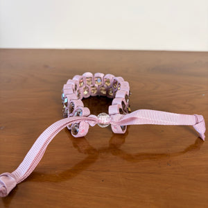 Iridescent bead and ribbon slider bracelet 'DAWN'