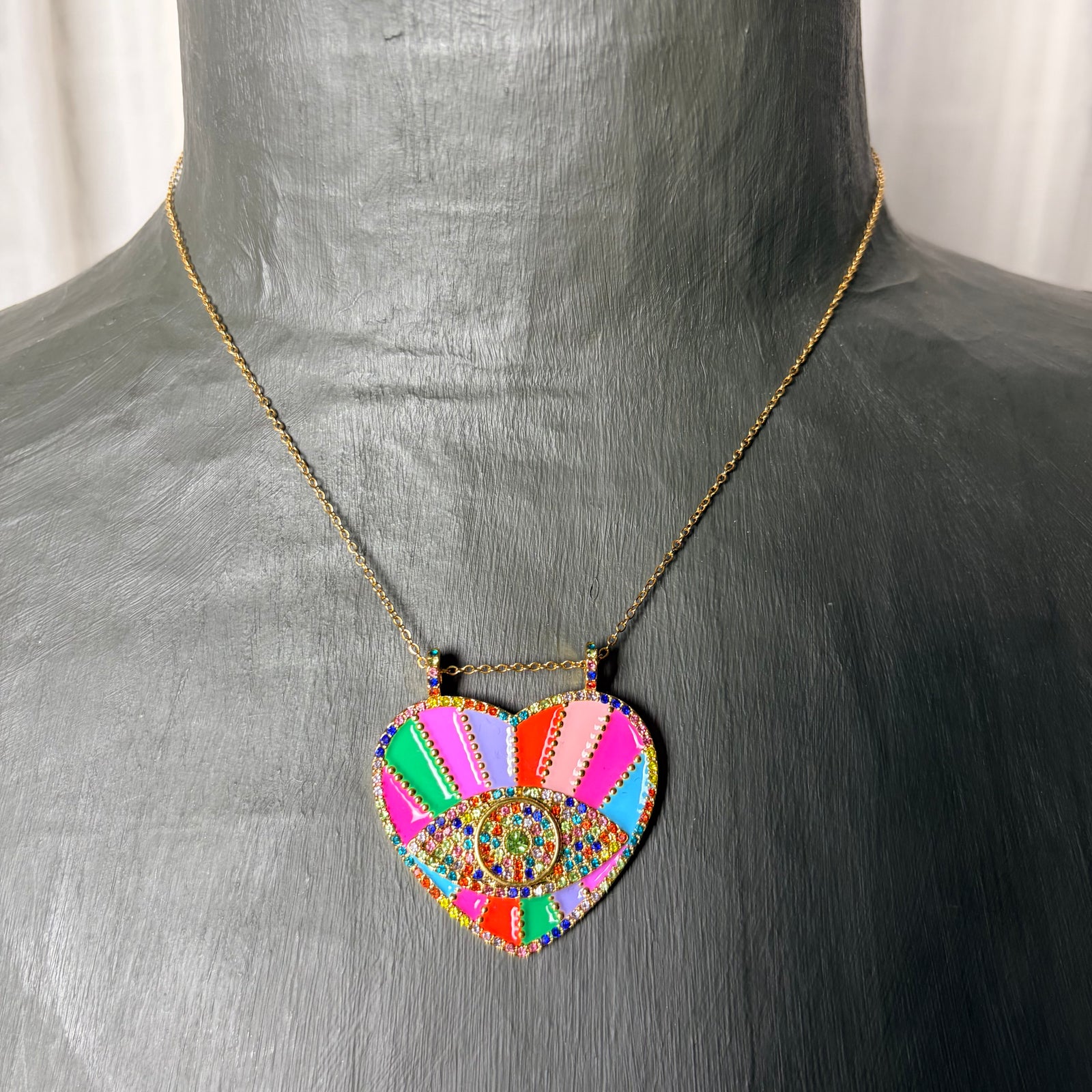 Megan - enamel eye heart pendant necklace