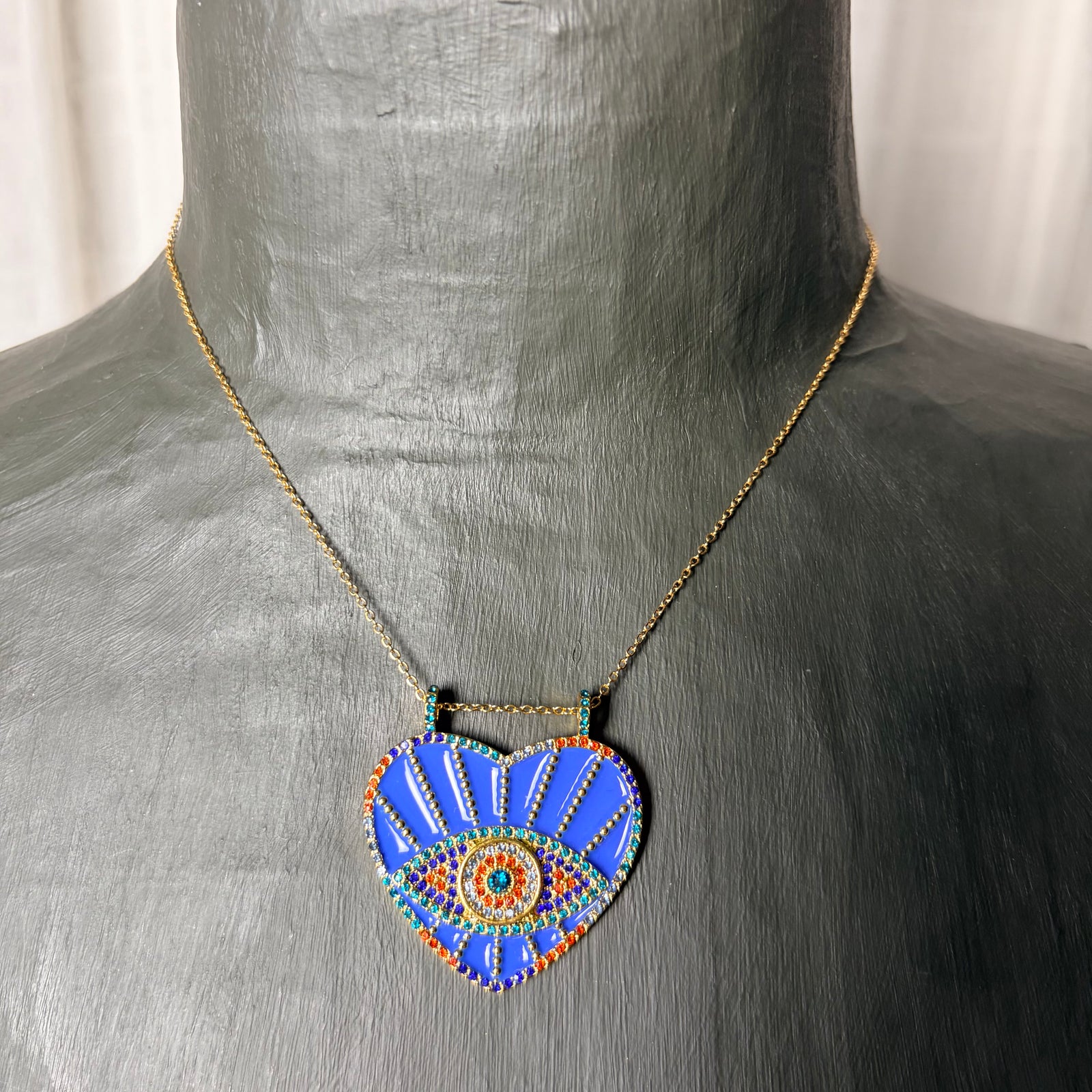 Megan - enamel eye heart pendant necklace