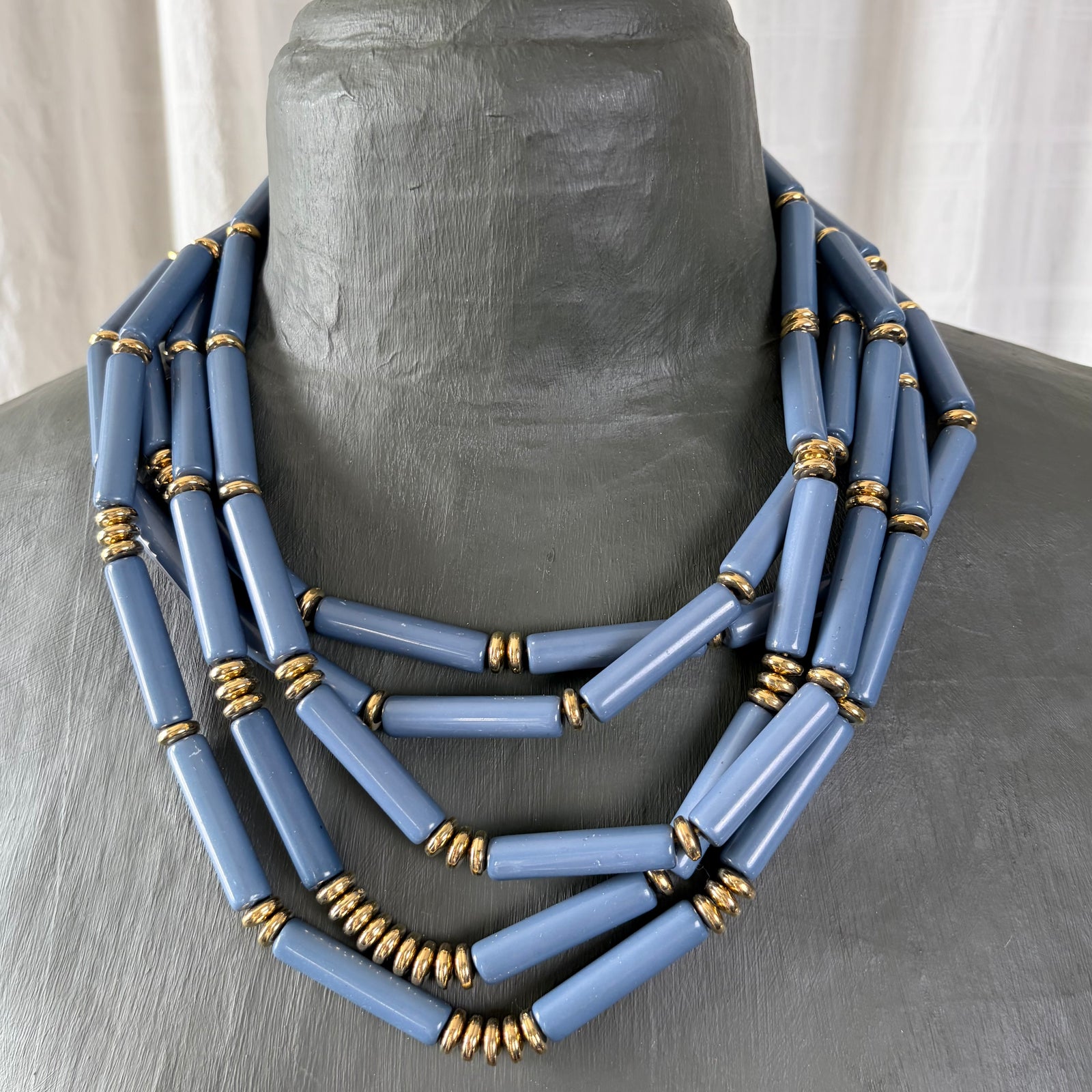 KAY resin and metal bead multi-strand short necklace