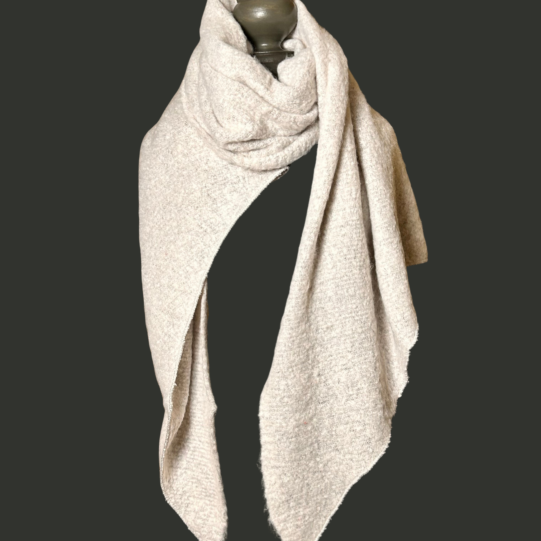 Large boucle wool diagonal edge scarf 'ACTON'