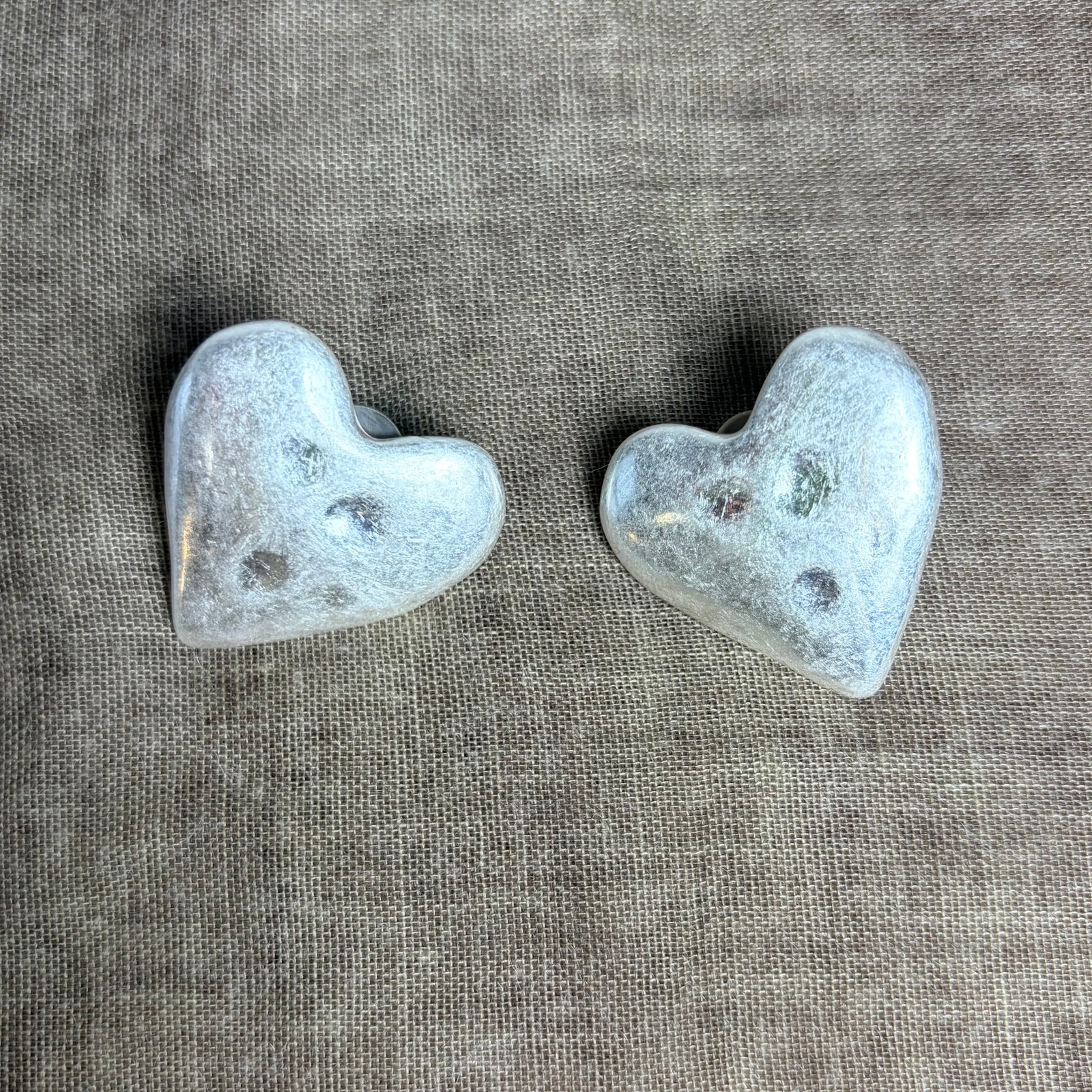 Grace - beaten metal heart stud earrings