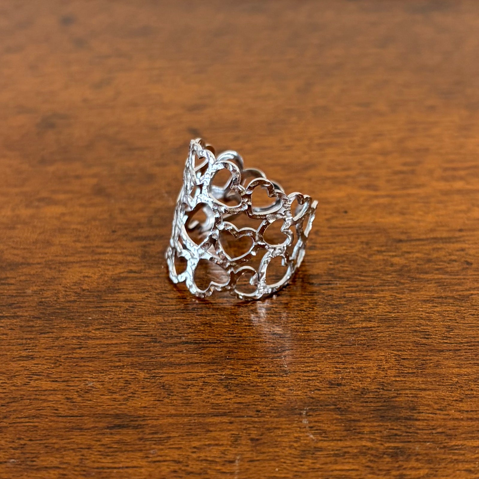 Saffron - wraparound filigree steel multi-heart cocktail ring