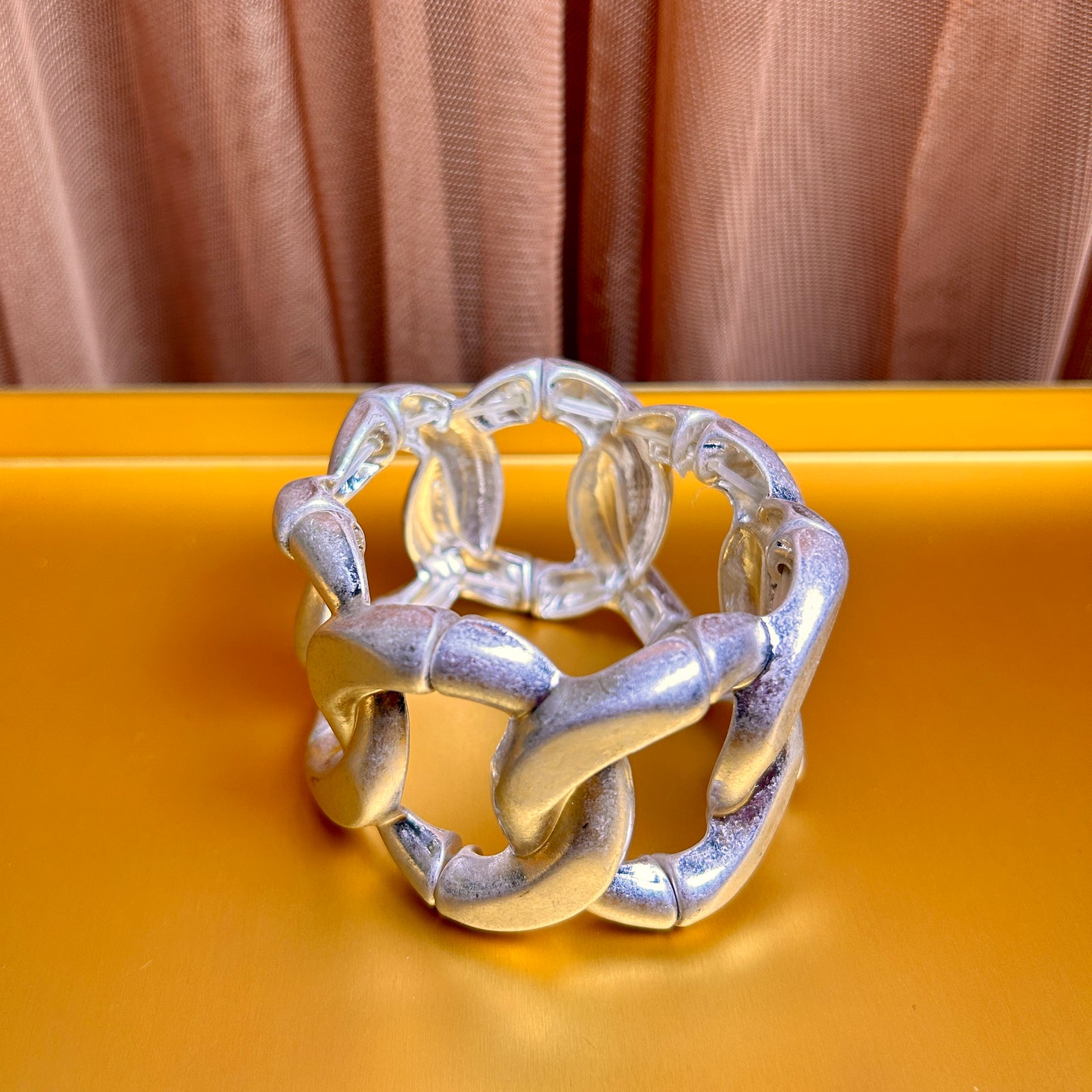 Chunky elasticated metal link braclet 'EUNICE'