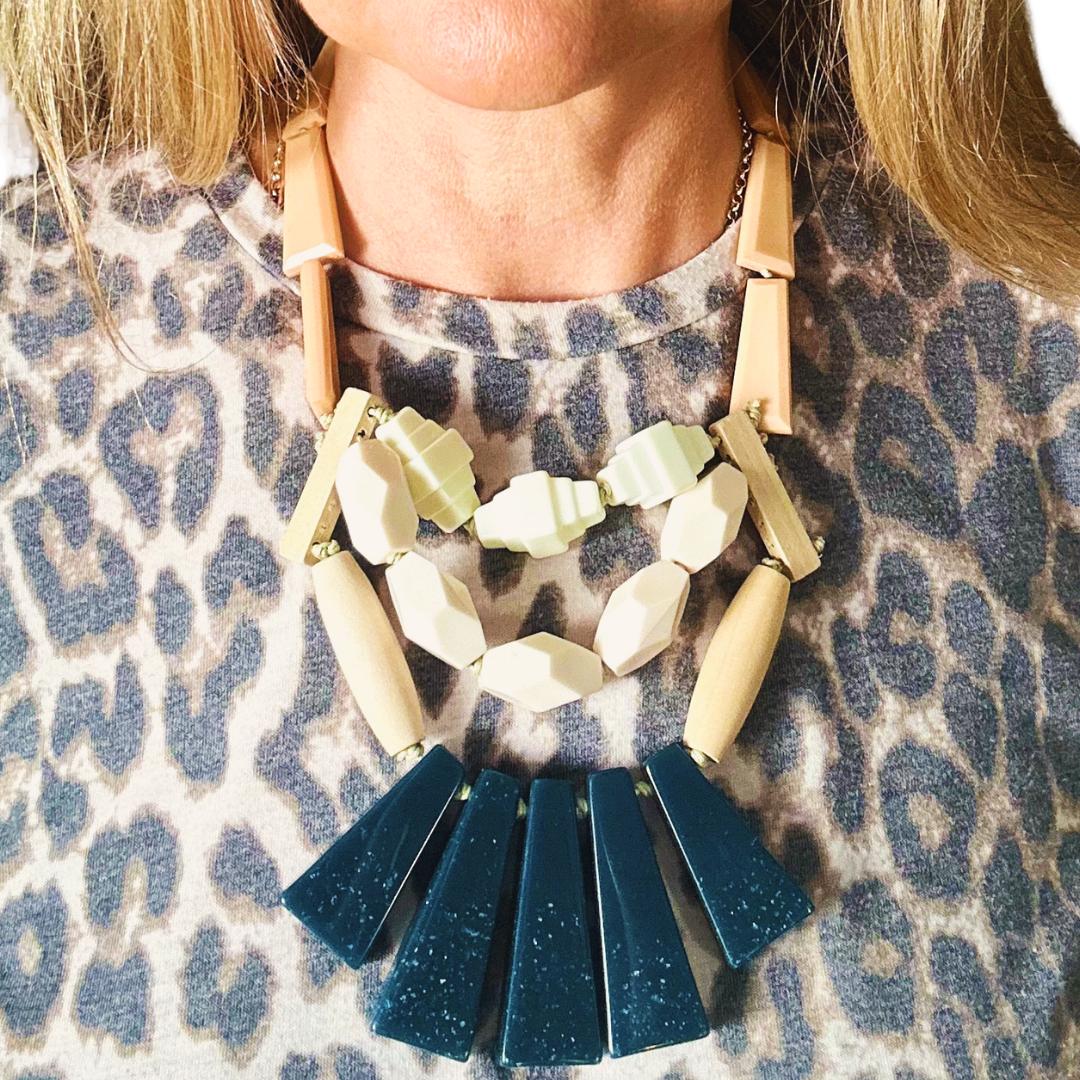 SYBIL resin beaded statement necklace