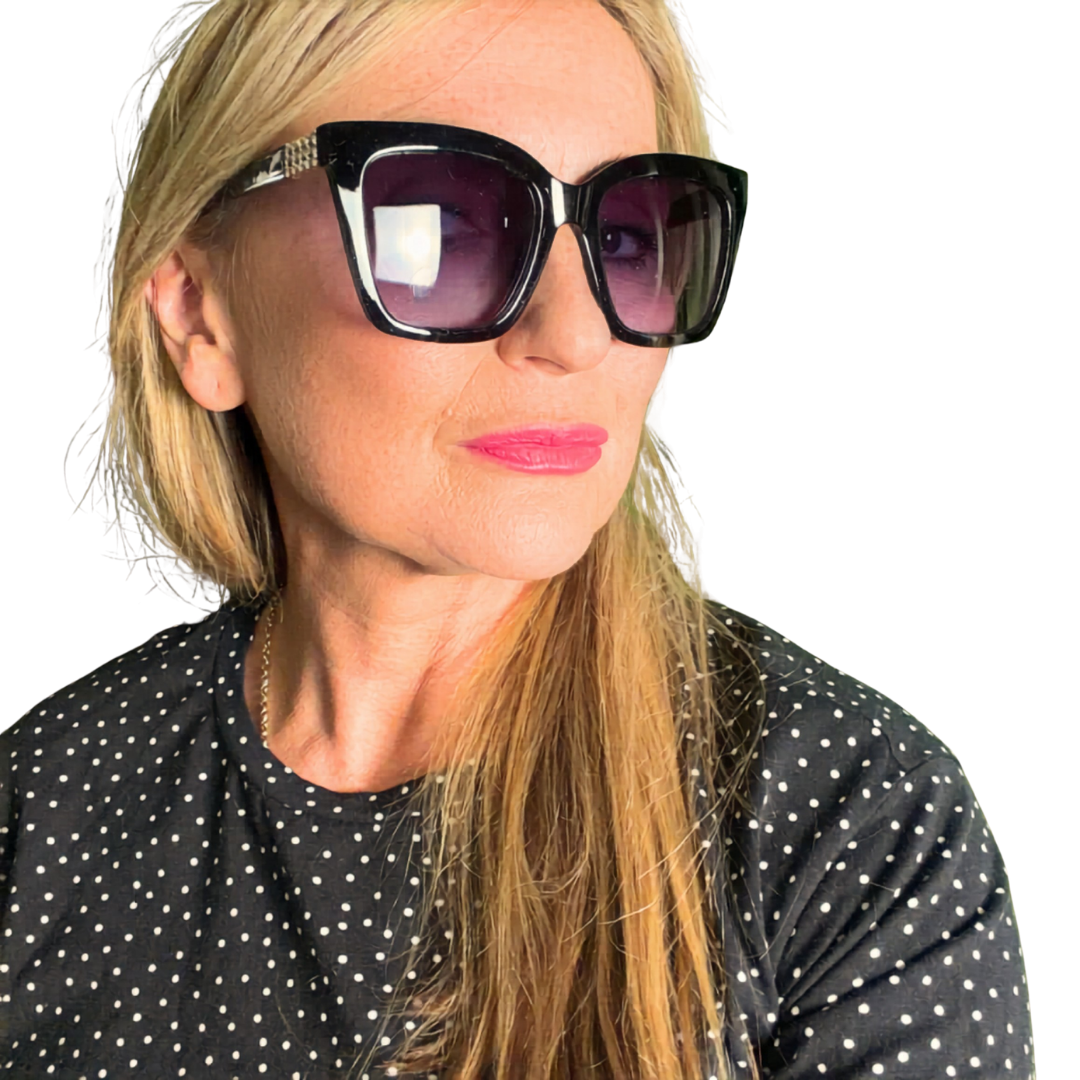 Portugal - oversized square frame sunglasses with crystal detail