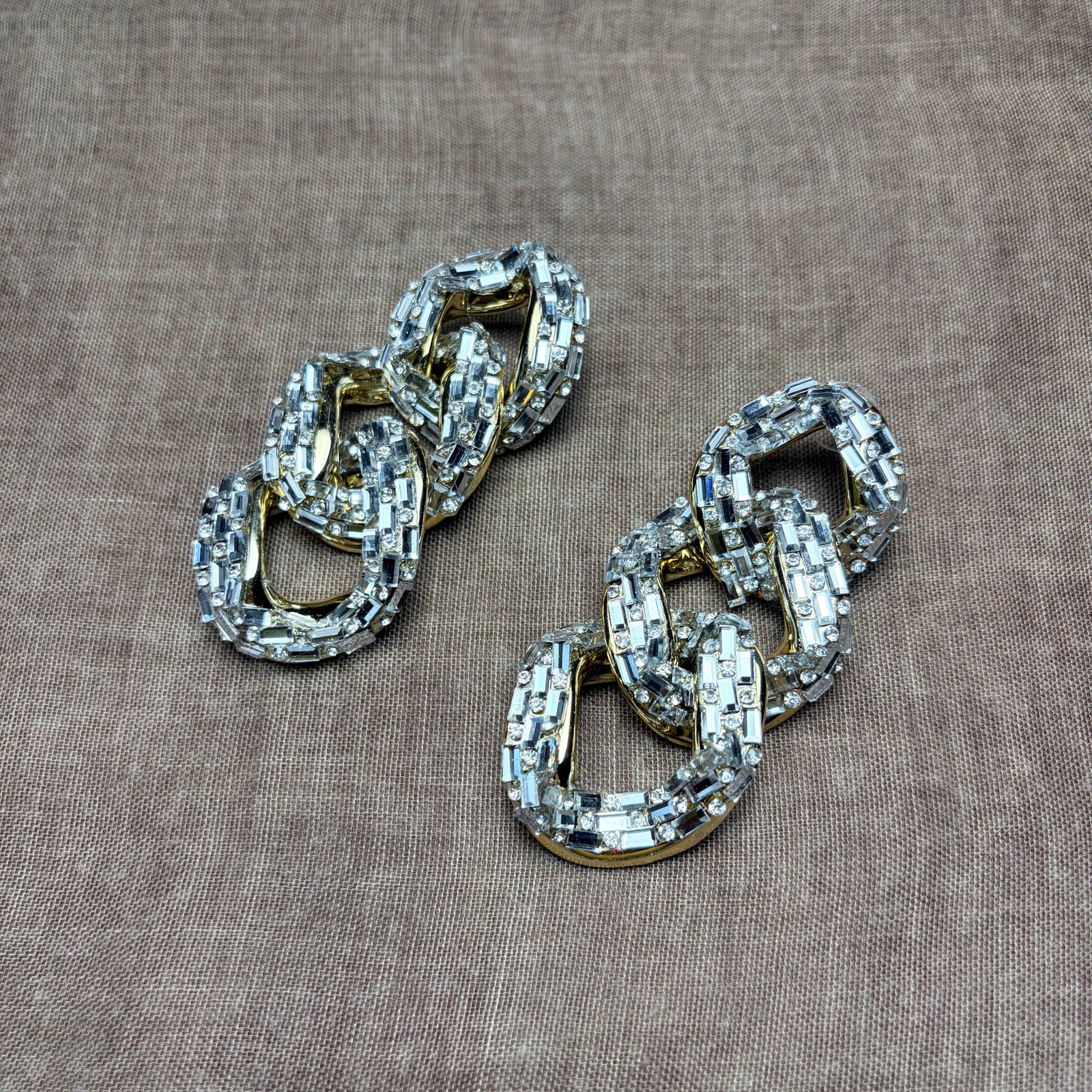 Crystal link statement earrings 'PATSY'