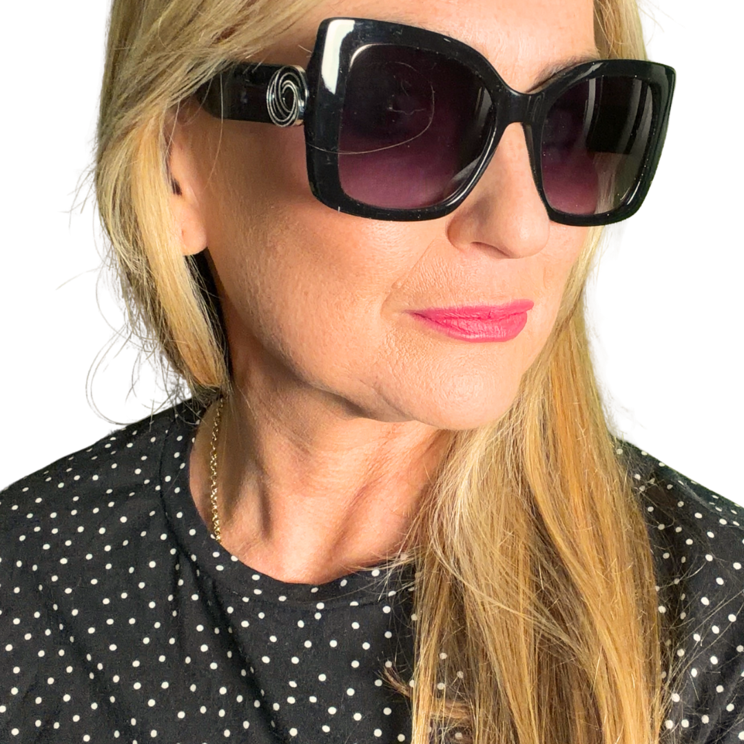 Antigua - oversized square style sunglasses with silver detail
