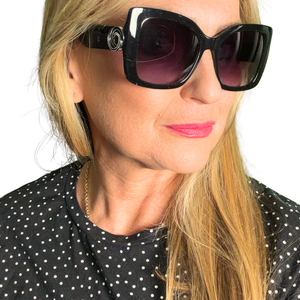 Antigua - oversized square style sunglasses with silver detail