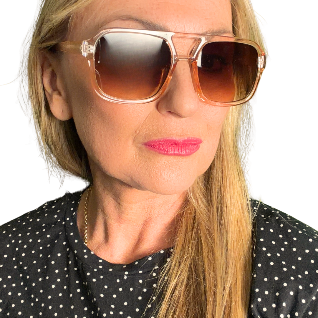 Bali - oversized brow bar clear framed sunglasses