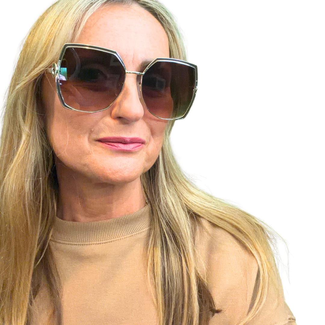 Mexico - oversized geometric metal framed ladies sunglasses