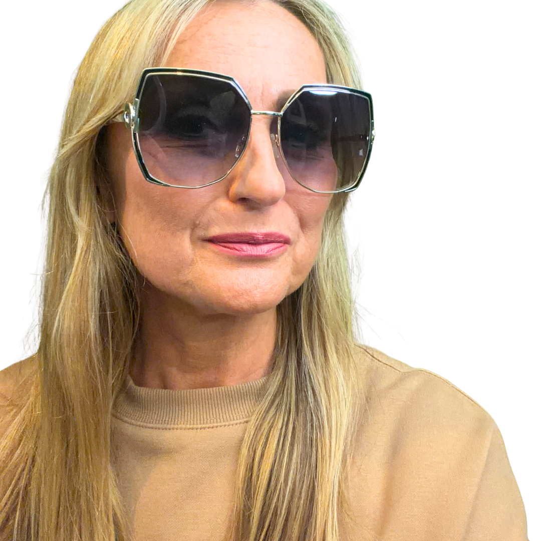 Mexico - oversized geometric metal framed ladies sunglasses